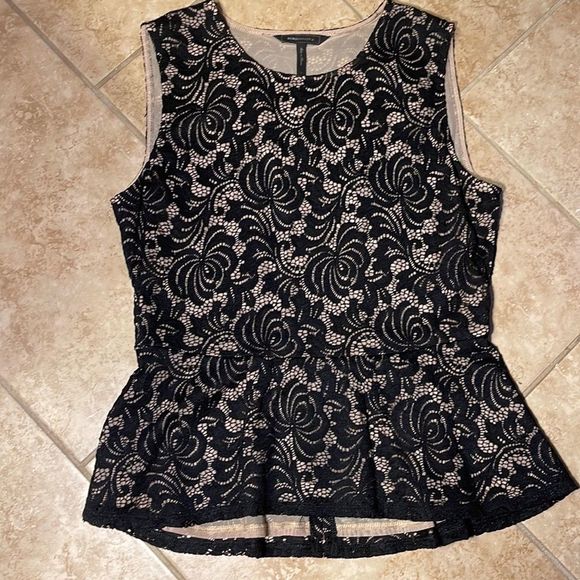 BCBGMaxAzria Tops - Black/tan lace blouse